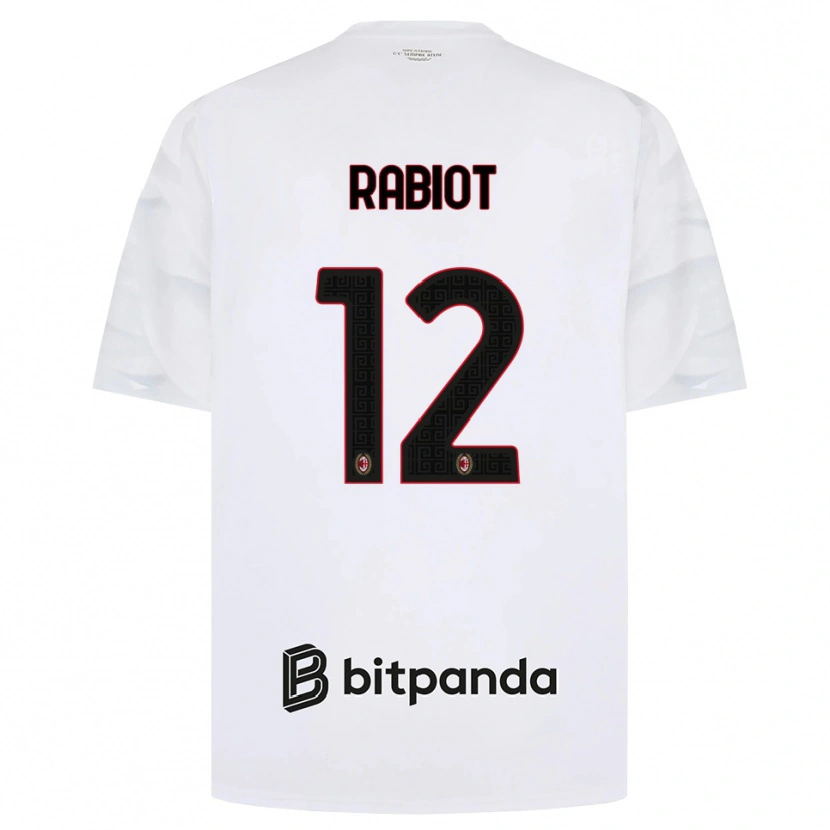 Danxen Børn Adrien Rabiot #12 Hvid Rød Sort Udebane Spillertrøjer 2026/27 Trøje T-Shirt