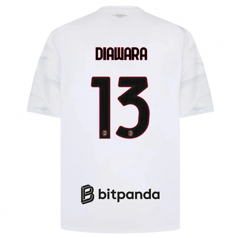 Danxen Børn Sankhoun Diawara #13 Hvid Rød Sort Udebane Spillertrøjer 2026/27 Trøje T-Shirt