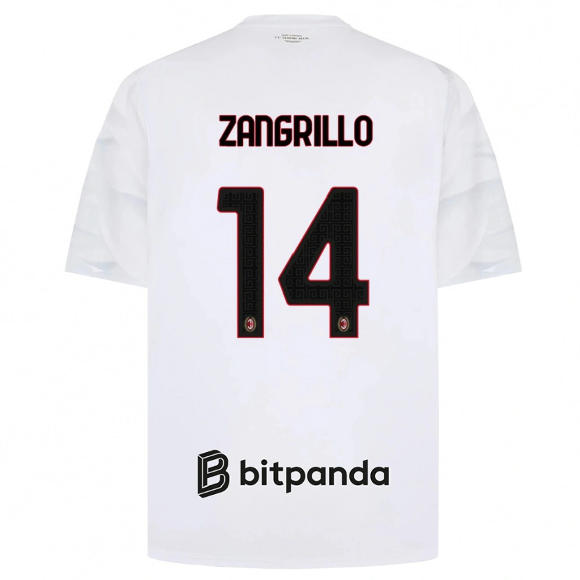 Danxen Børn Giacomo Zangrillo #14 Hvid Rød Sort Udebane Spillertrøjer 2026/27 Trøje T-Shirt