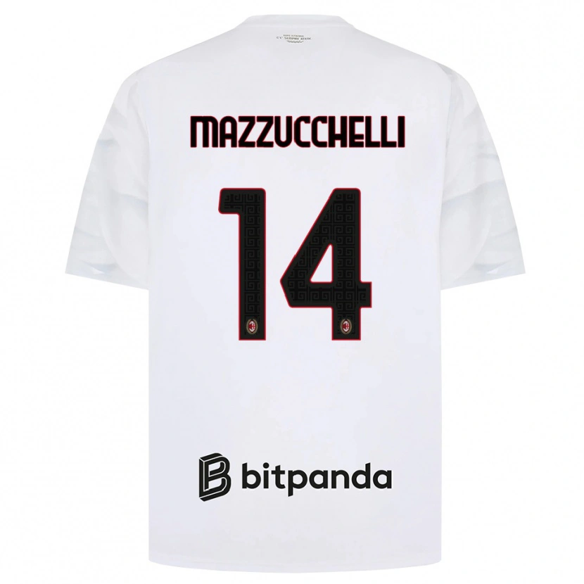 Danxen Børn Paolo Mazzucchelli #14 Hvid Rød Sort Udebane Spillertrøjer 2026/27 Trøje T-Shirt