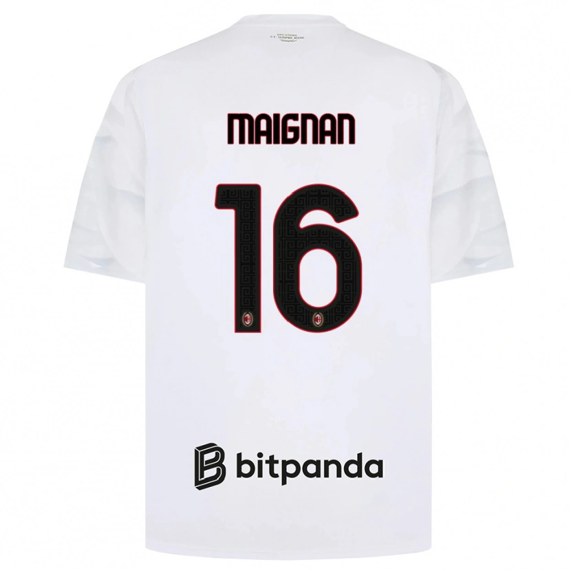 Danxen Børn Mike Maignan #16 Hvid Rød Sort Udebane Spillertrøjer 2026/27 Trøje T-Shirt