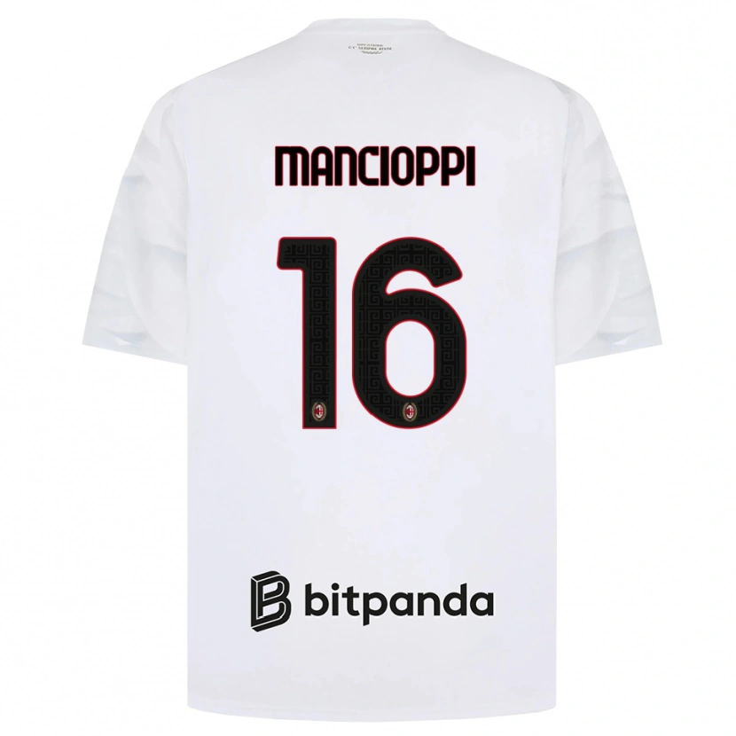 Danxen Børn Tommaso Mancioppi #16 Hvid Rød Sort Udebane Spillertrøjer 2026/27 Trøje T-Shirt