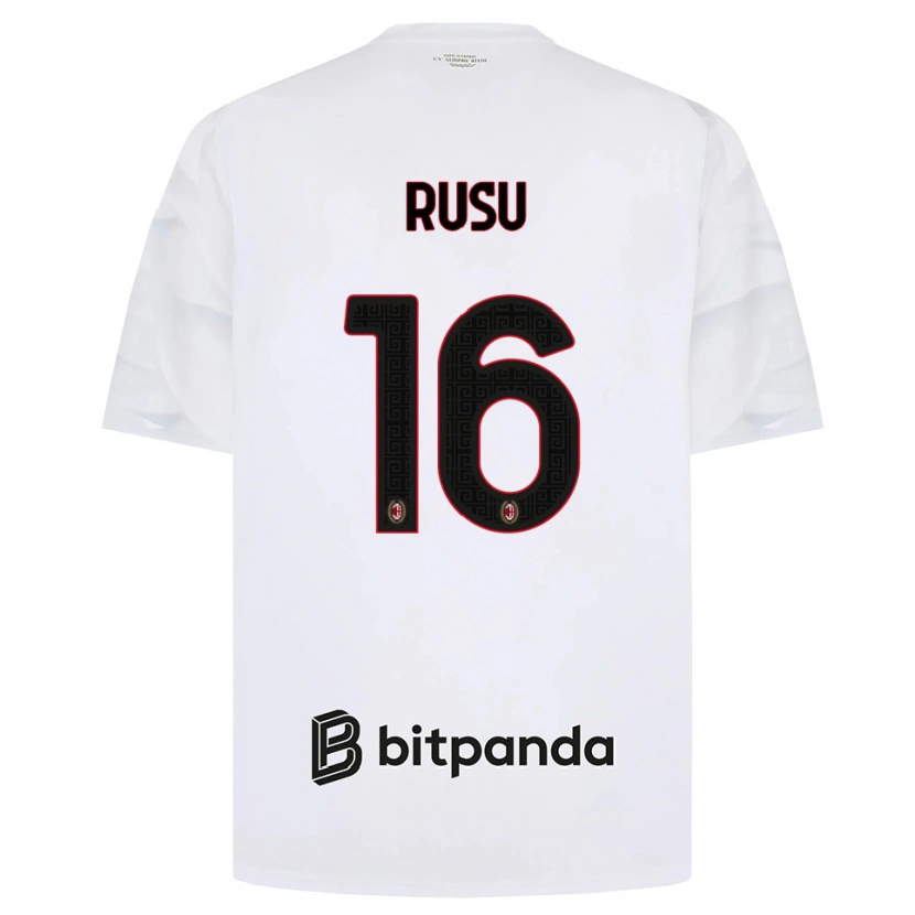 Danxen Børn Ryan Rusu #16 Hvid Rød Sort Udebane Spillertrøjer 2026/27 Trøje T-Shirt