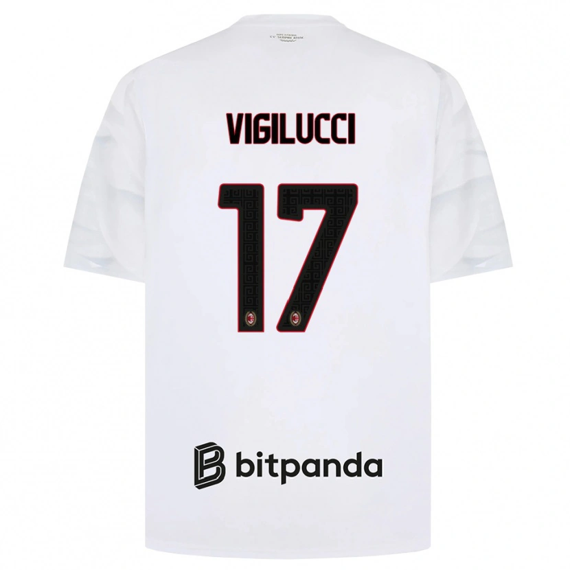 Danxen Børn Valery Vigilucci #17 Hvid Rød Sort Udebane Spillertrøjer 2026/27 Trøje T-Shirt