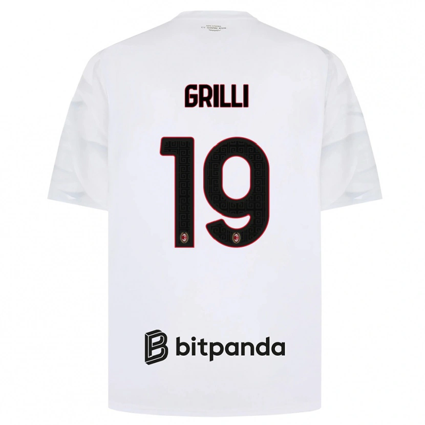 Danxen Børn Lorenzo Grilli #19 Hvid Rød Sort Udebane Spillertrøjer 2026/27 Trøje T-Shirt