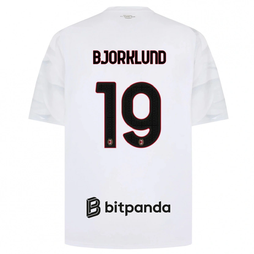 Danxen Børn Lukas Bjorklund #19 Hvid Rød Sort Udebane Spillertrøjer 2026/27 Trøje T-Shirt