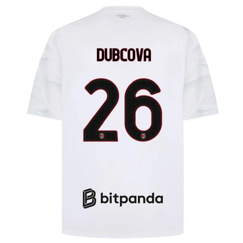 Danxen Børn Michaela Dubcova #26 Hvid Rød Sort Udebane Spillertrøjer 2026/27 Trøje T-Shirt