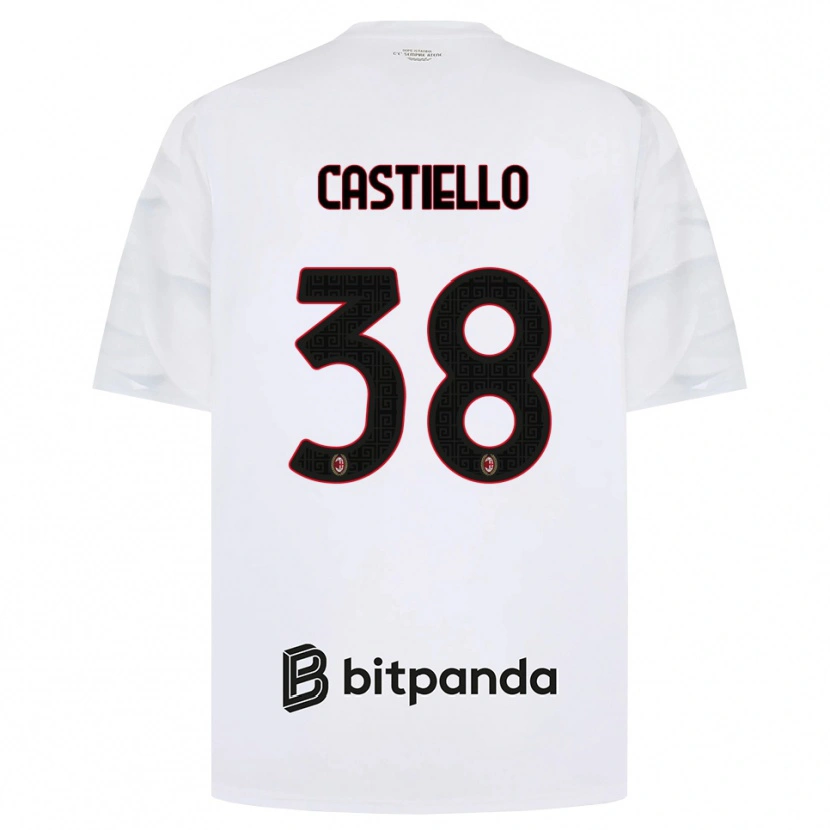 Danxen Børn Alex Castiello #38 Hvid Rød Sort Udebane Spillertrøjer 2026/27 Trøje T-Shirt