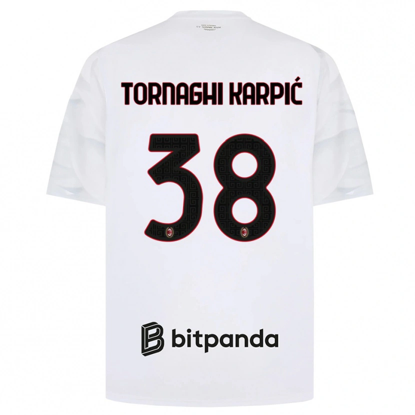 Danxen Børn Lavinia Tornaghi Karpić #38 Hvid Rød Sort Udebane Spillertrøjer 2026/27 Trøje T-Shirt