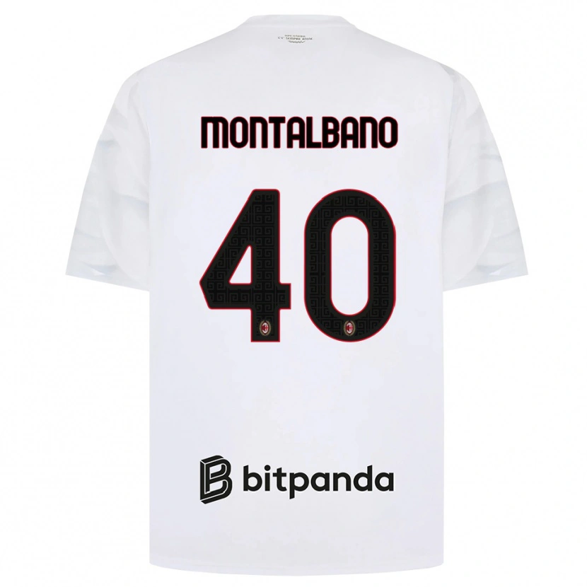 Danxen Børn Nicolo Montalbano #40 Hvid Rød Sort Udebane Spillertrøjer 2026/27 Trøje T-Shirt