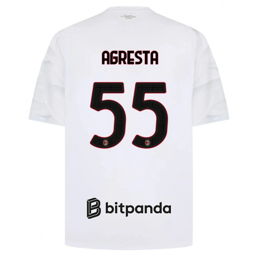 Danxen Børn Stefano Agresta #55 Hvid Rød Sort Udebane Spillertrøjer 2026/27 Trøje T-Shirt