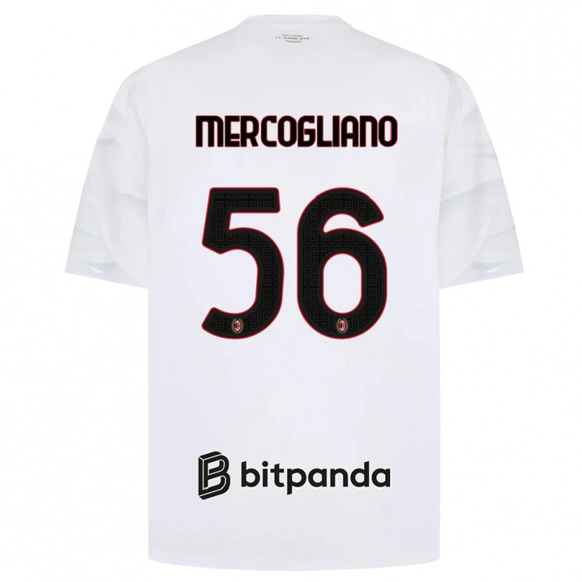 Danxen Børn Mattia Mercogliano #56 Hvid Rød Sort Udebane Spillertrøjer 2026/27 Trøje T-Shirt