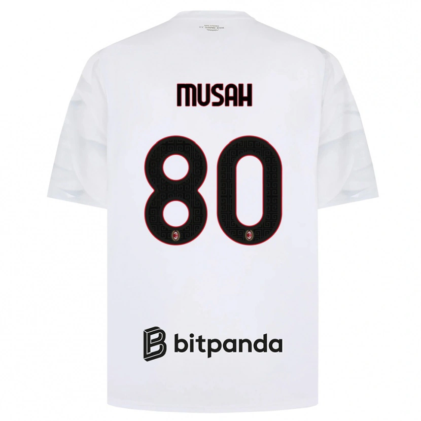 Danxen Børn Yunus Musah #80 Hvid Rød Sort Udebane Spillertrøjer 2026/27 Trøje T-Shirt
