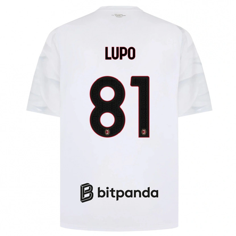 Danxen Børn Simone Lupo #81 Hvid Rød Sort Udebane Spillertrøjer 2026/27 Trøje T-Shirt