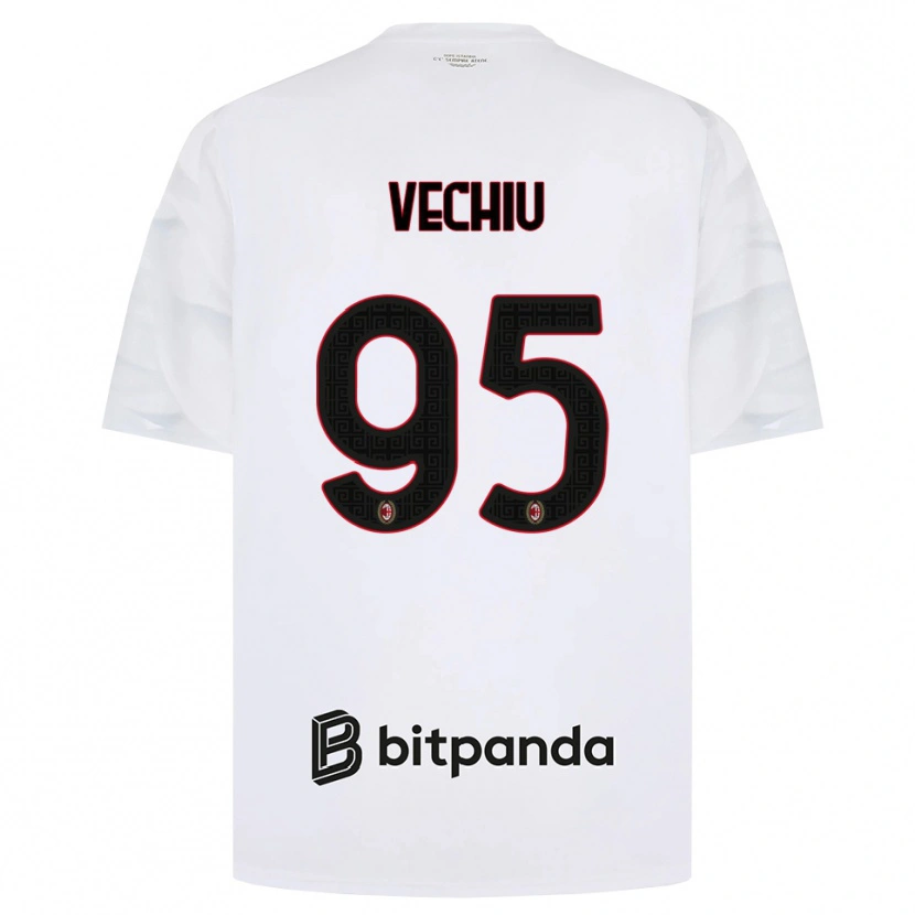 Danxen Børn Christian Vechiu #95 Hvid Rød Sort Udebane Spillertrøjer 2026/27 Trøje T-Shirt