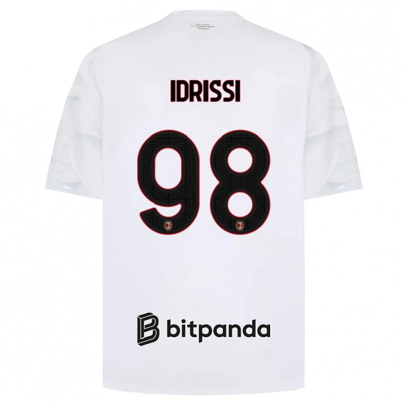 Danxen Børn Yahya Idrissi #98 Hvid Rød Sort Udebane Spillertrøjer 2026/27 Trøje T-Shirt
