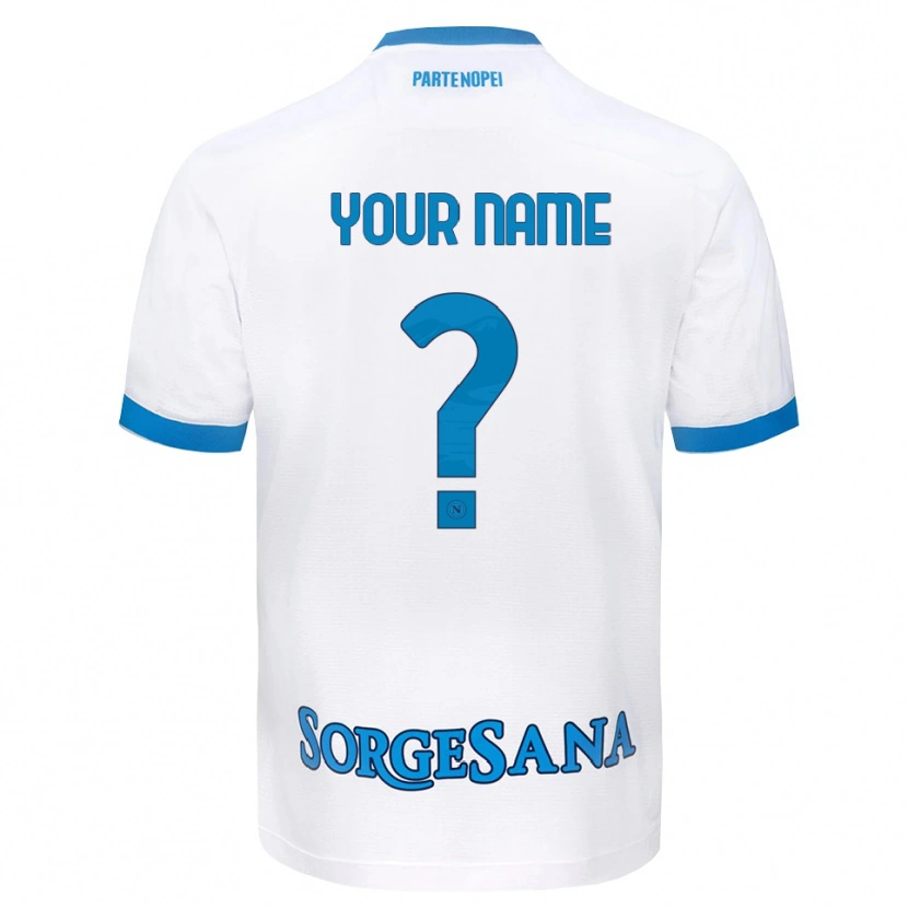 Danxen Børn Dit Navn #0 Hvid Himmelblå Udebane Spillertrøjer 2026/27 Trøje T-Shirt
