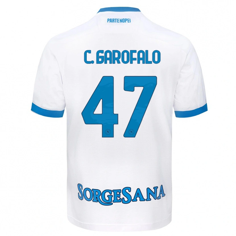 Danxen Børn Christian Garofalo #47 Hvid Himmelblå Udebane Spillertrøjer 2026/27 Trøje T-Shirt