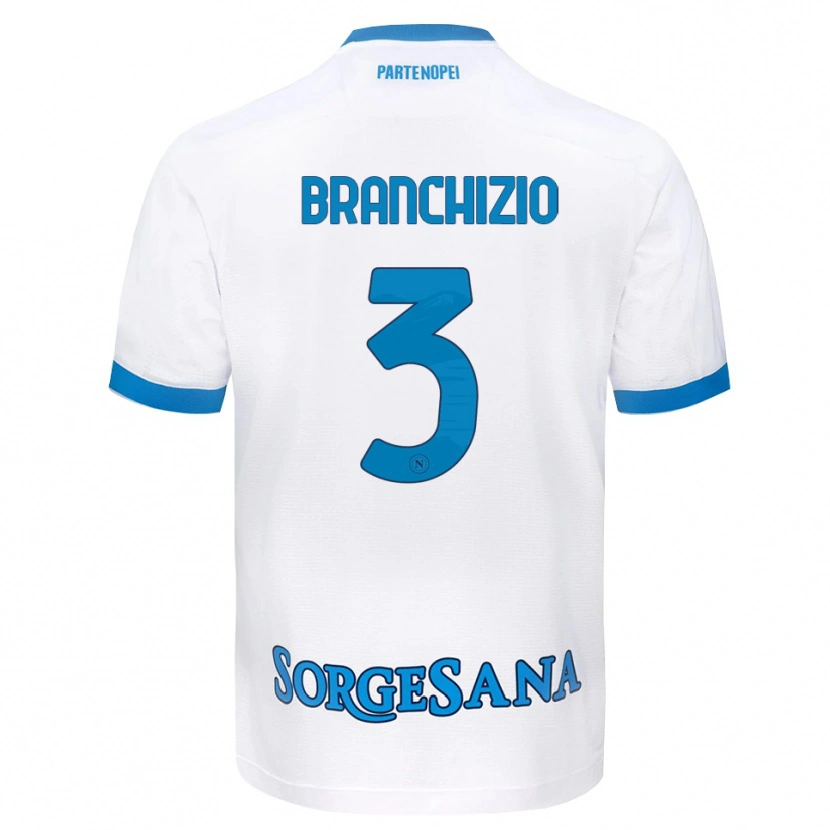 Danxen Børn Agostino Branchizio #3 Hvid Himmelblå Udebane Spillertrøjer 2026/27 Trøje T-Shirt