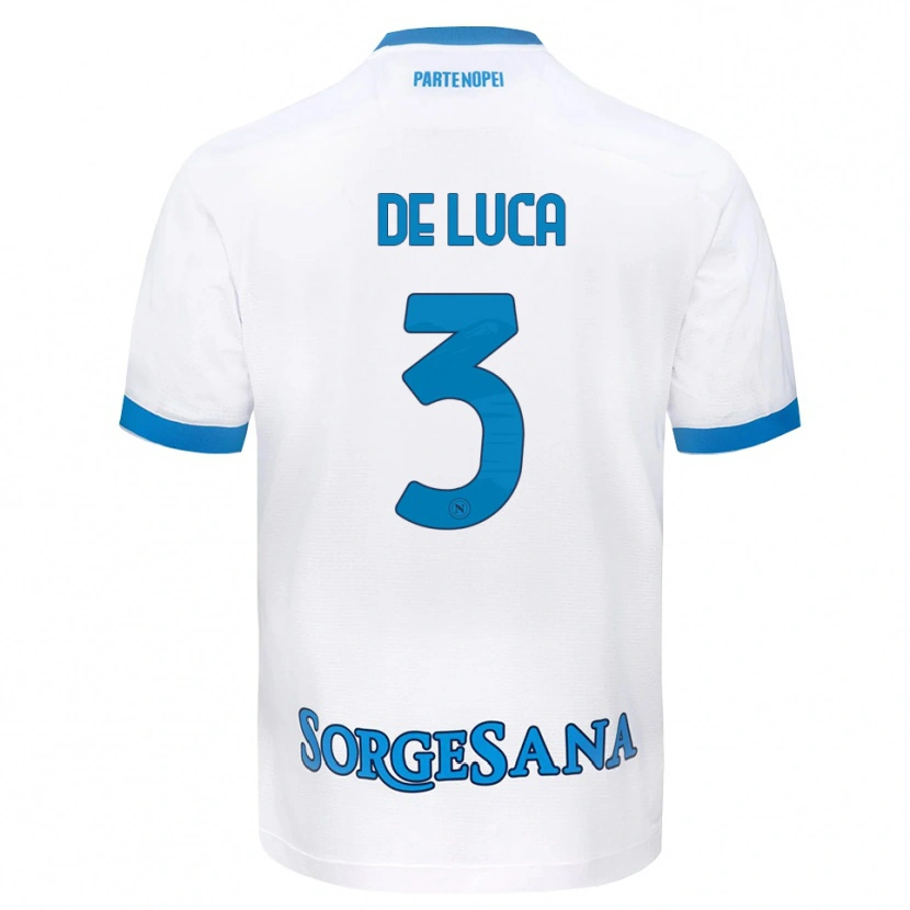 Danxen Børn Alfonso De Luca #3 Hvid Himmelblå Udebane Spillertrøjer 2026/27 Trøje T-Shirt