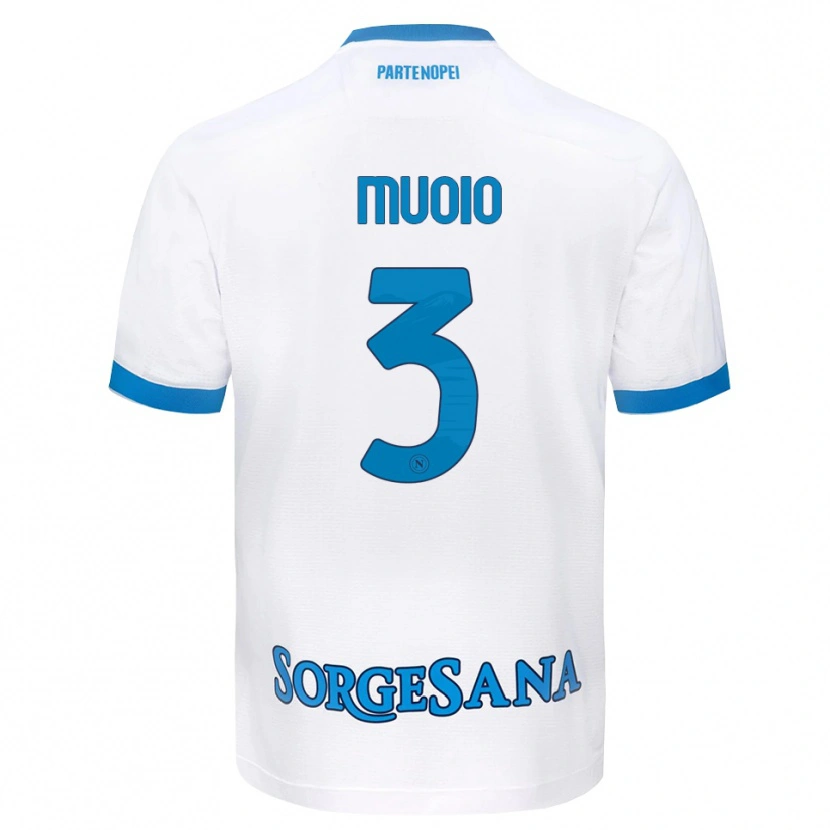 Danxen Børn Gabriele Muoio #3 Hvid Himmelblå Udebane Spillertrøjer 2026/27 Trøje T-Shirt