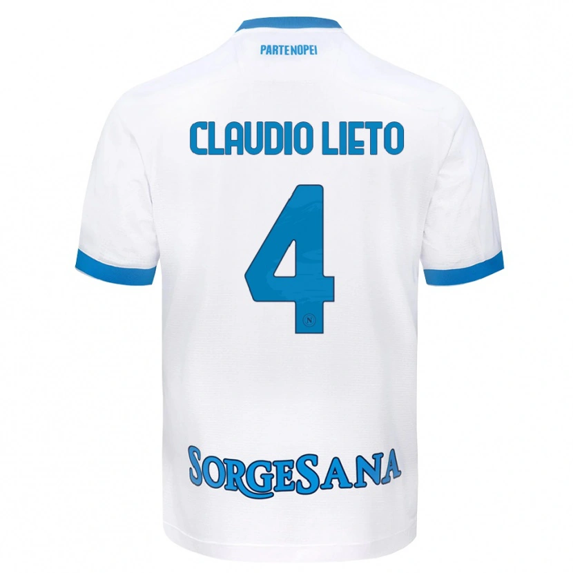 Danxen Børn Claudio Lieto #4 Hvid Himmelblå Udebane Spillertrøjer 2026/27 Trøje T-Shirt