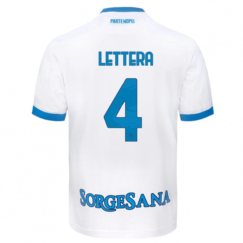 Danxen Børn Alessio Lettera #4 Hvid Himmelblå Udebane Spillertrøjer 2026/27 Trøje T-Shirt