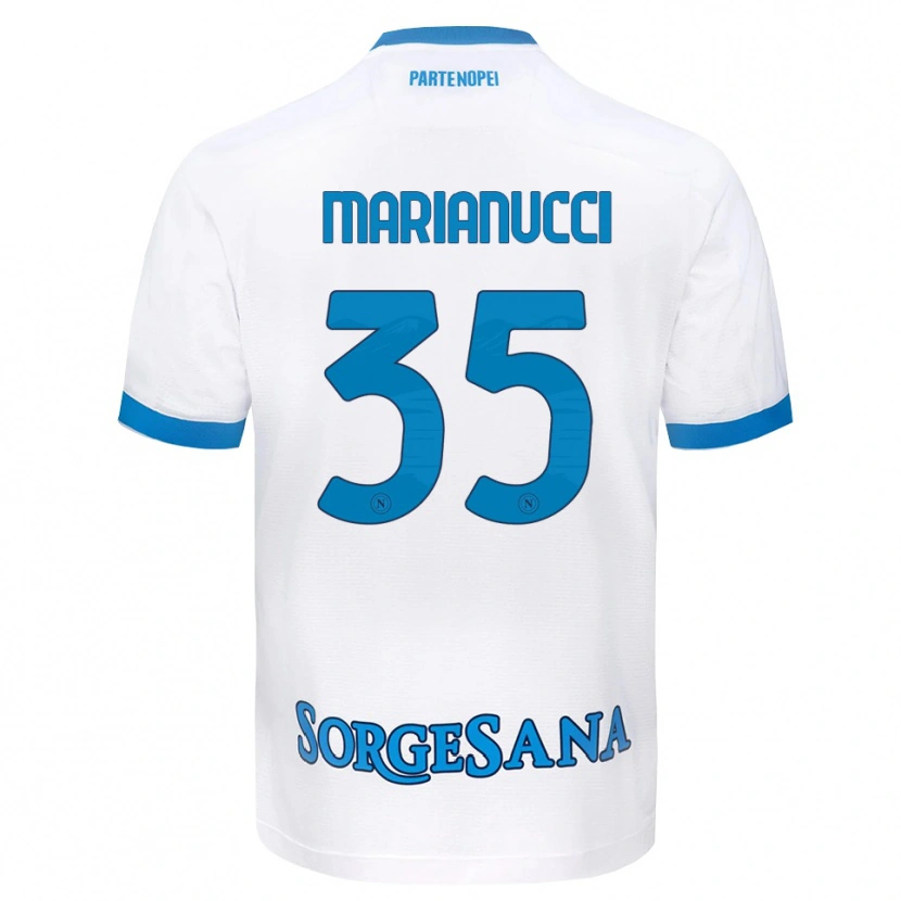 Danxen Børn Luca Marianucci #35 Hvid Himmelblå Udebane Spillertrøjer 2026/27 Trøje T-Shirt
