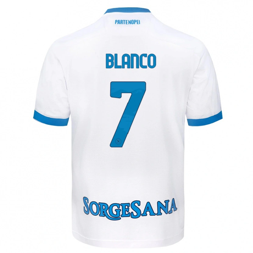Danxen Børn Gimena Blanco #7 Hvid Himmelblå Udebane Spillertrøjer 2026/27 Trøje T-Shirt