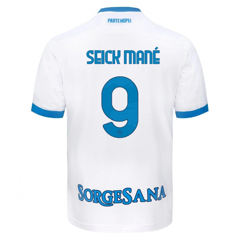 Danxen Børn Mohamed Seick Mané #9 Hvid Himmelblå Udebane Spillertrøjer 2026/27 Trøje T-Shirt