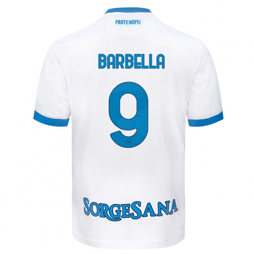 Danxen Børn Michele Barbella #9 Hvid Himmelblå Udebane Spillertrøjer 2026/27 Trøje T-Shirt