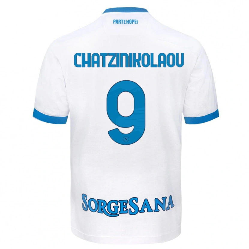 Danxen Børn Despoina Chatzinikolaou #9 Hvid Himmelblå Udebane Spillertrøjer 2026/27 Trøje T-Shirt
