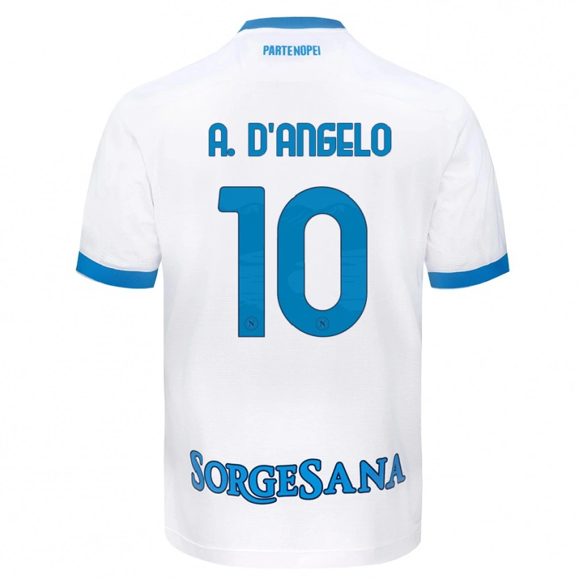 Danxen Børn Adrian D'angelo #10 Hvid Himmelblå Udebane Spillertrøjer 2026/27 Trøje T-Shirt