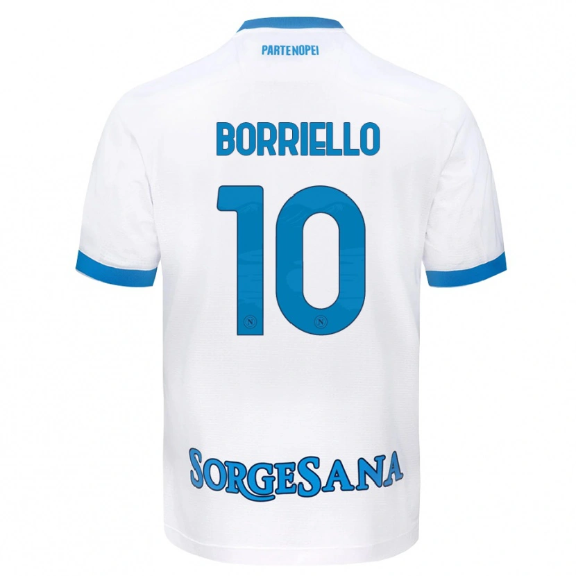 Danxen Børn Salvatore Borriello #10 Hvid Himmelblå Udebane Spillertrøjer 2026/27 Trøje T-Shirt