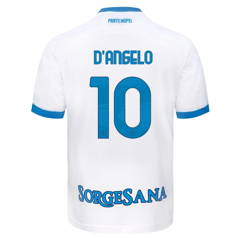 Danxen Børn Davide D'angelo #10 Hvid Himmelblå Udebane Spillertrøjer 2026/27 Trøje T-Shirt