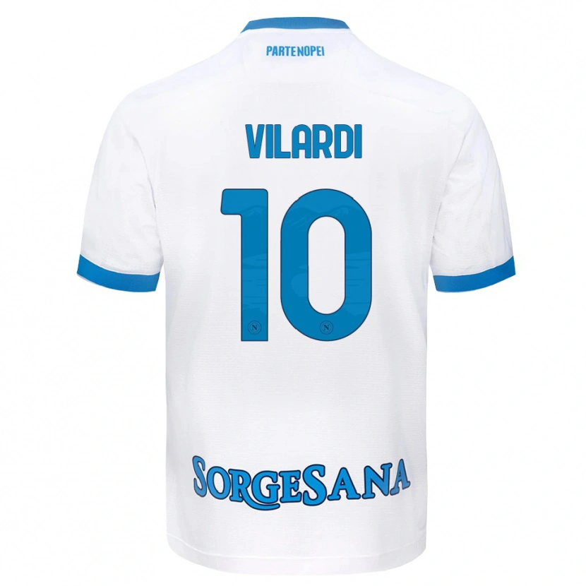 Danxen Børn Mario Vilardi #10 Hvid Himmelblå Udebane Spillertrøjer 2026/27 Trøje T-Shirt