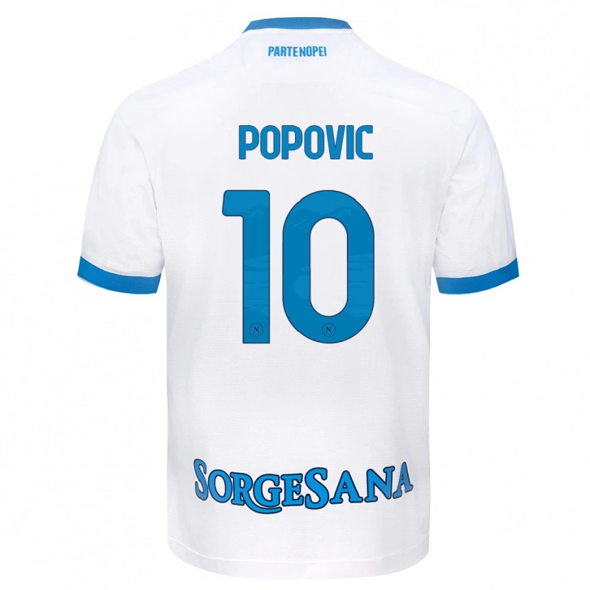 Danxen Børn Matija Popovic #10 Hvid Himmelblå Udebane Spillertrøjer 2026/27 Trøje T-Shirt