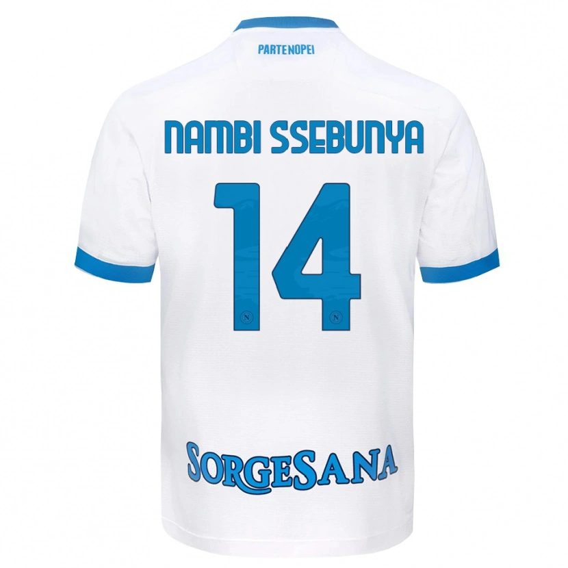 Danxen Børn Violah Nambi Ssebunya #14 Hvid Himmelblå Udebane Spillertrøjer 2026/27 Trøje T-Shirt