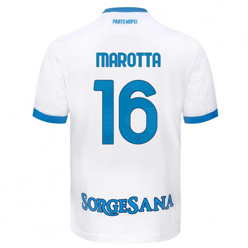 Danxen Børn Gabriele Marotta #16 Hvid Himmelblå Udebane Spillertrøjer 2026/27 Trøje T-Shirt