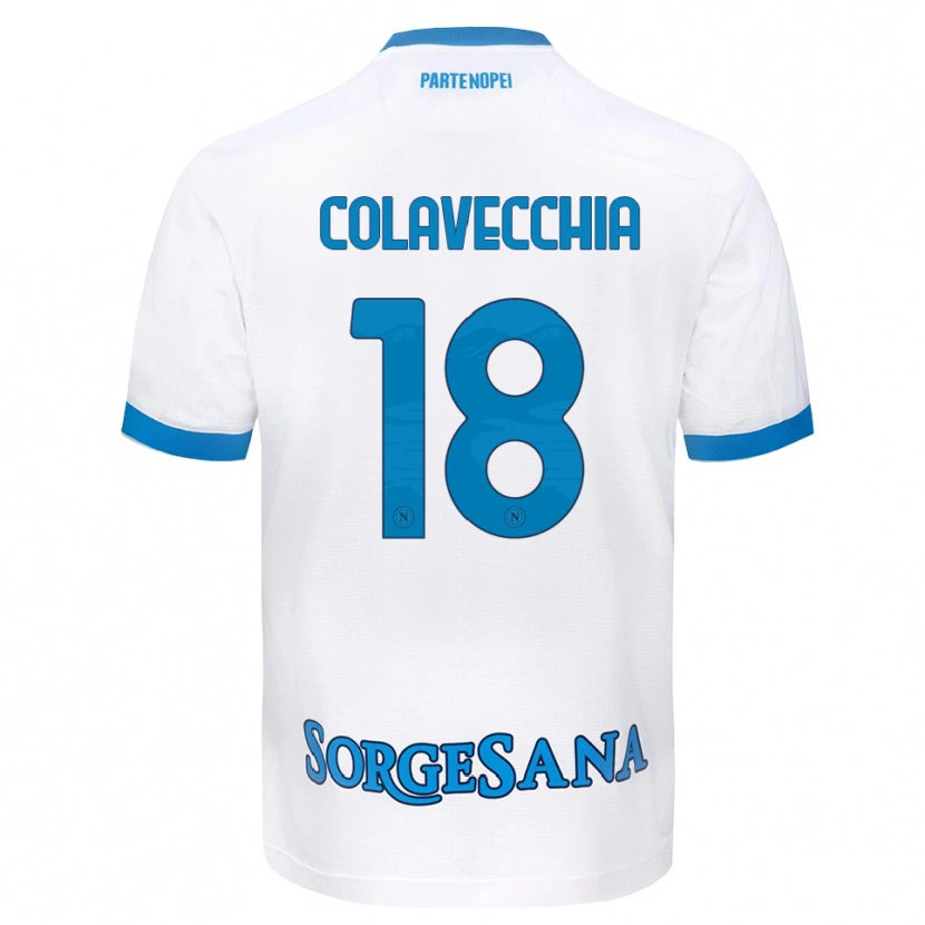 Danxen Børn Pasquale Colavecchia #18 Hvid Himmelblå Udebane Spillertrøjer 2026/27 Trøje T-Shirt