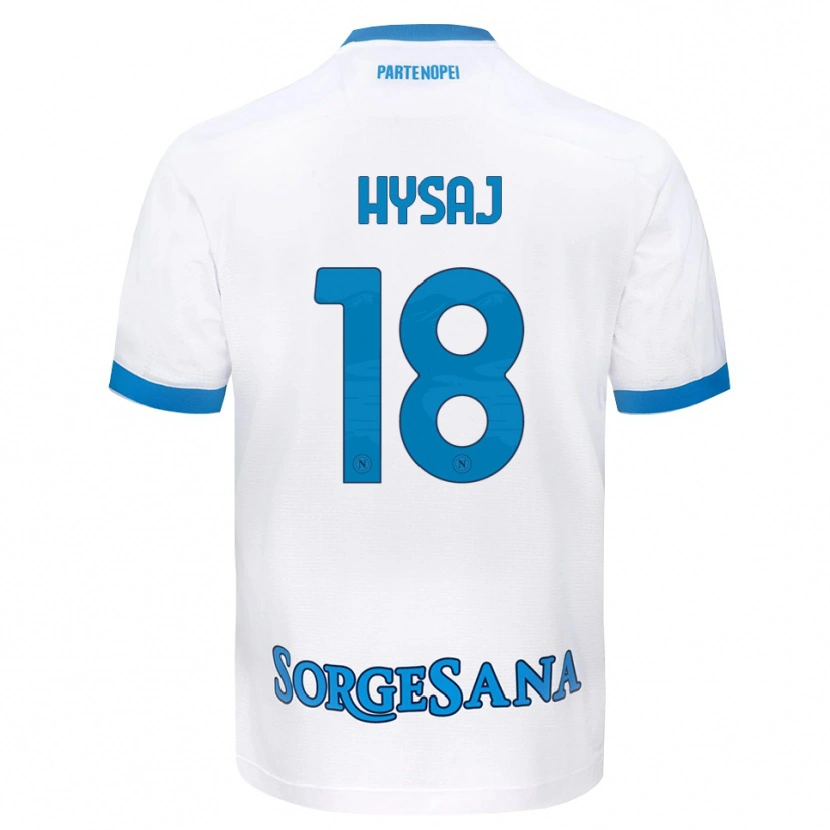 Danxen Børn Daniel Hysaj #18 Hvid Himmelblå Udebane Spillertrøjer 2026/27 Trøje T-Shirt