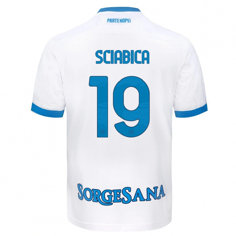 Danxen Børn Manuela Sciabica #19 Hvid Himmelblå Udebane Spillertrøjer 2026/27 Trøje T-Shirt