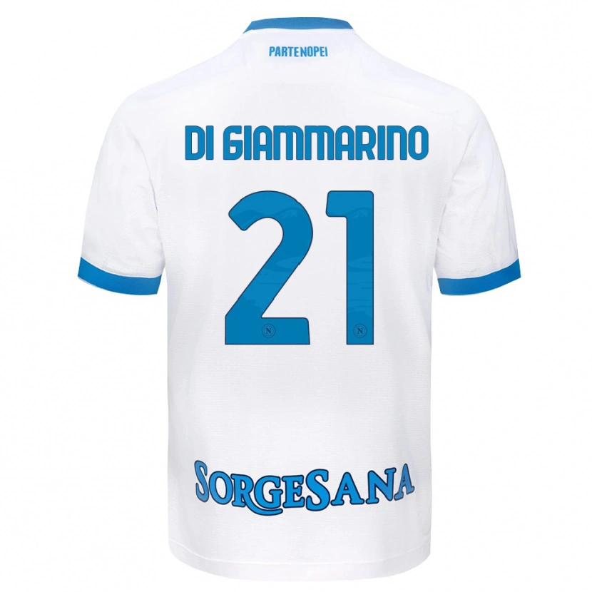 Danxen Børn Virginia Di Giammarino #21 Hvid Himmelblå Udebane Spillertrøjer 2026/27 Trøje T-Shirt
