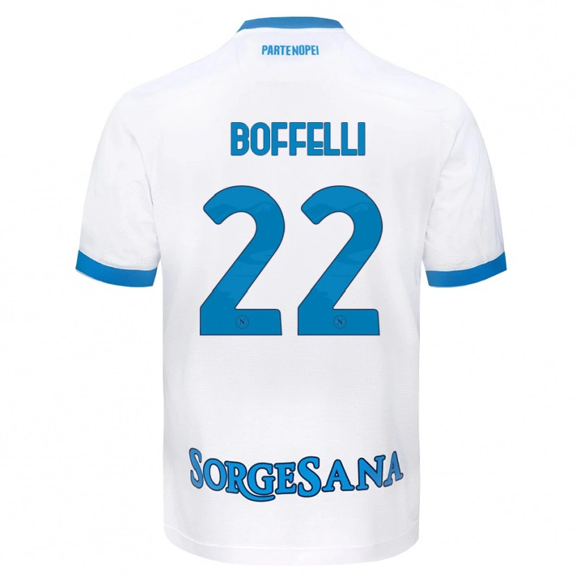 Danxen Børn Valerio Boffelli #22 Hvid Himmelblå Udebane Spillertrøjer 2026/27 Trøje T-Shirt
