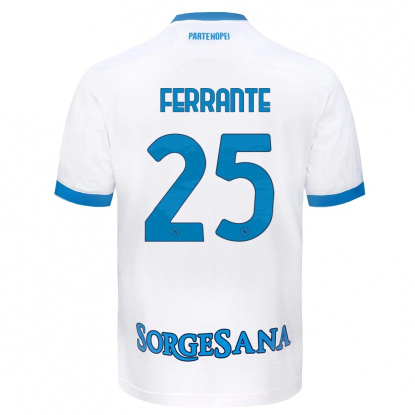 Danxen Børn Mathias Ferrante #25 Hvid Himmelblå Udebane Spillertrøjer 2026/27 Trøje T-Shirt