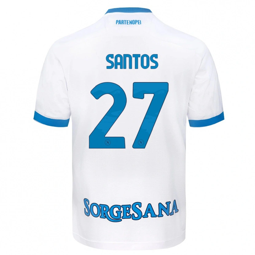 Danxen Børn Alisson Santos #27 Hvid Himmelblå Udebane Spillertrøjer 2026/27 Trøje T-Shirt