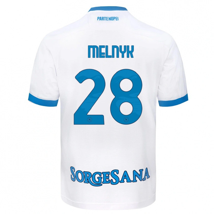Danxen Børn Mykyta Melnyk #28 Hvid Himmelblå Udebane Spillertrøjer 2026/27 Trøje T-Shirt