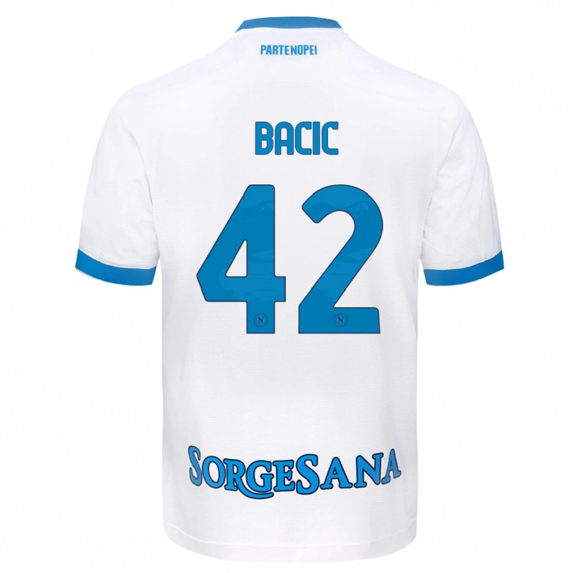 Danxen Børn Doris Bačić #42 Hvid Himmelblå Udebane Spillertrøjer 2026/27 Trøje T-Shirt