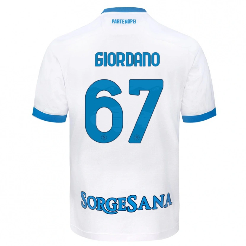 Danxen Børn Michela Giordano #67 Hvid Himmelblå Udebane Spillertrøjer 2026/27 Trøje T-Shirt