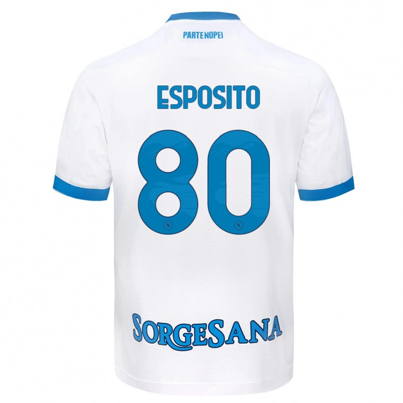 Danxen Børn Luigi Esposito #80 Hvid Himmelblå Udebane Spillertrøjer 2026/27 Trøje T-Shirt